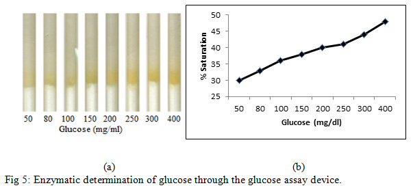 Figure 5: Enzymatic determination of glucose through the glucose assay device