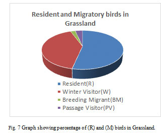 Fig. 7 Graph showing percentage of (R) and (M) birds in Grassland.